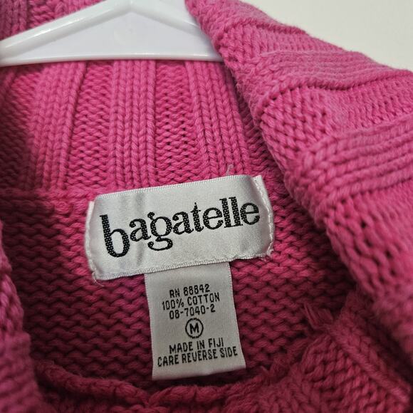 Vtg Sleeveless Turtleneck Sweater Womens M Pink 90s Preppy Boho Y2K Barbie Retro - Picture 7 of 9